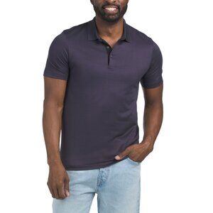 THEORY Black/Concord Pima Cotton Blend Micro Jacquard Polo